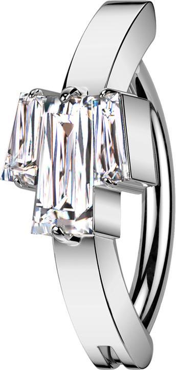 Immagine prodotto Star Piercing Banana con cerniera in argento con tre baguette di cristallo in argento (Ottone, Acciaio chirurgico 316L)
