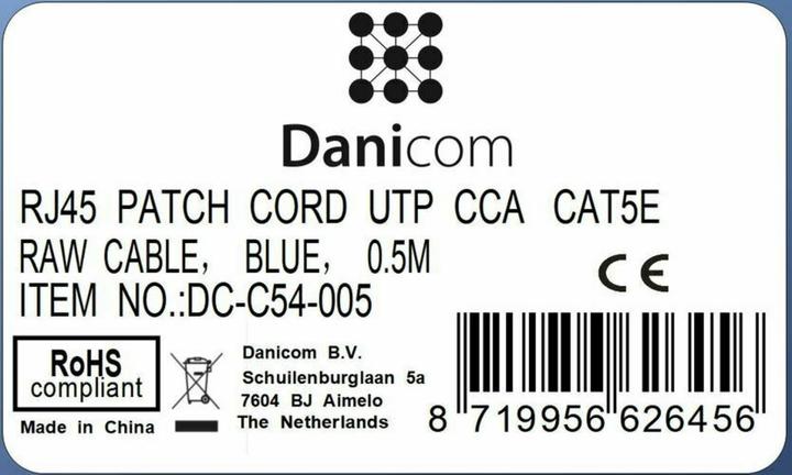 Produktbild Dsit CAT 5e Netzwerkkabel U/UTP (U/UTP, CAT5e, 0.50 m)