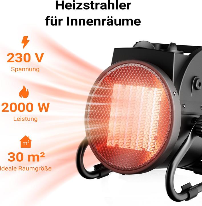 Produktbild Wiltec Keramik Heizstrahler 2kW Heizlüfter Heizgerät Schnellheizer Elektrisch (2000 W)