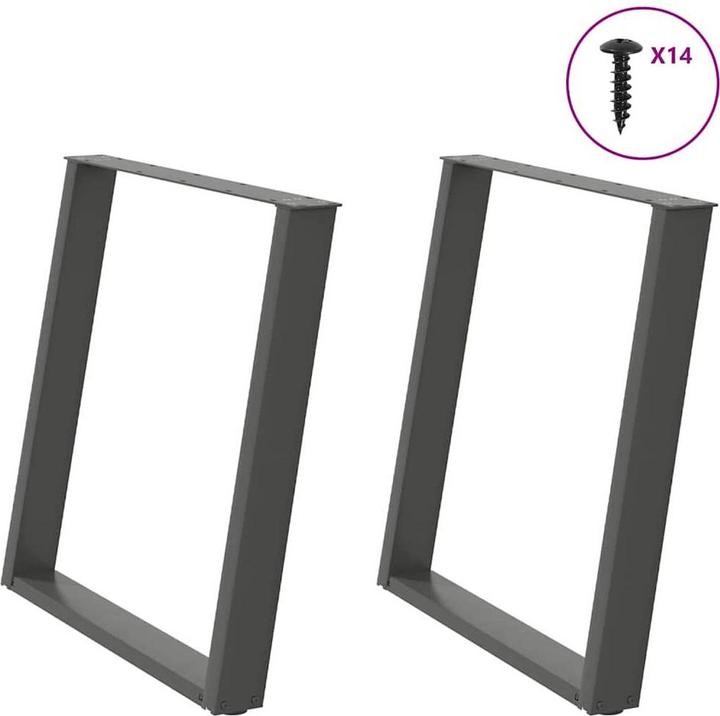 Image du produit vidaXL Pieds de table de salle à manger en U 2 pcs. Anthracite 80x(72-73) cm Acier