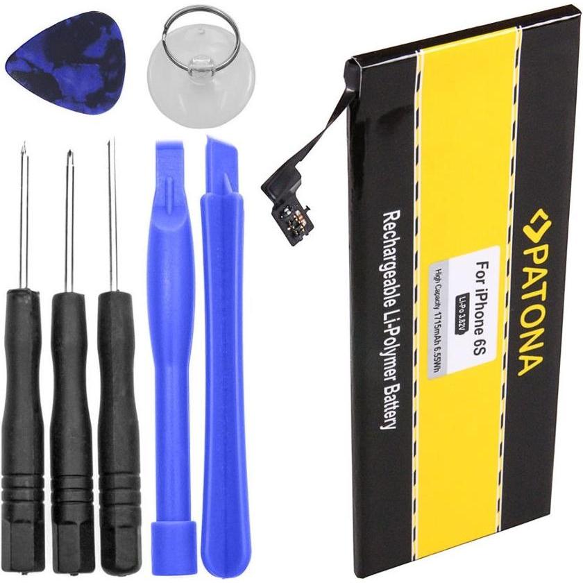 Patona Batteria (Accumulatore di carica elettrica, Apple iPhone 6s), Pezzi di ricambio per dispositivi mobili, Nero, Giallo