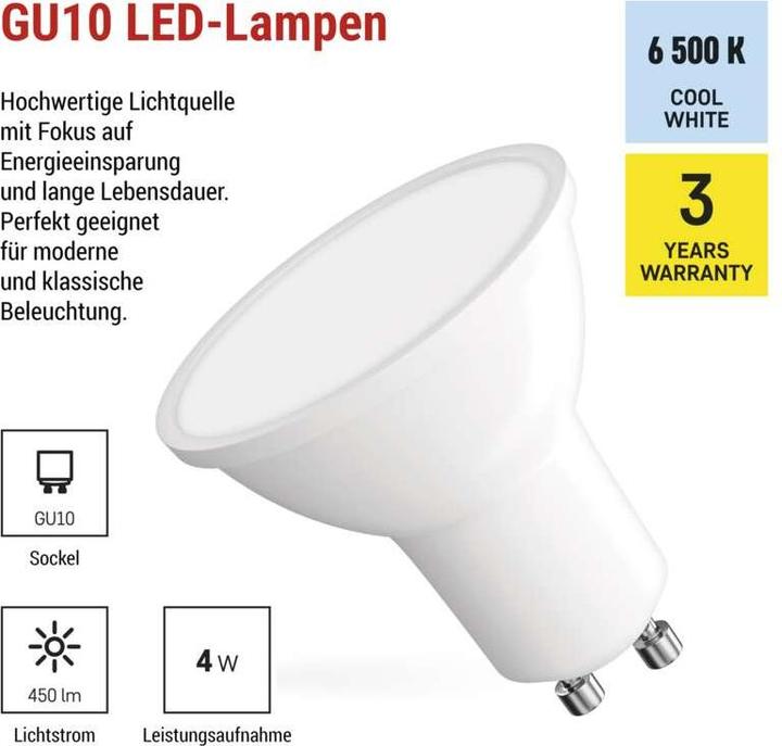 Actual product image Emos LED Bulb Classic MR16 white/ GU10 / 4 W (39 W) / 450 lm / Cool White (GU10, 450 lm, 1x)