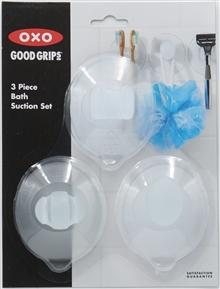 Produktbild OXO OX13268700 Good Grips 3-teiliges Saugnapf-Set mit Rasiererhalter (Zahnbürstenhalter)