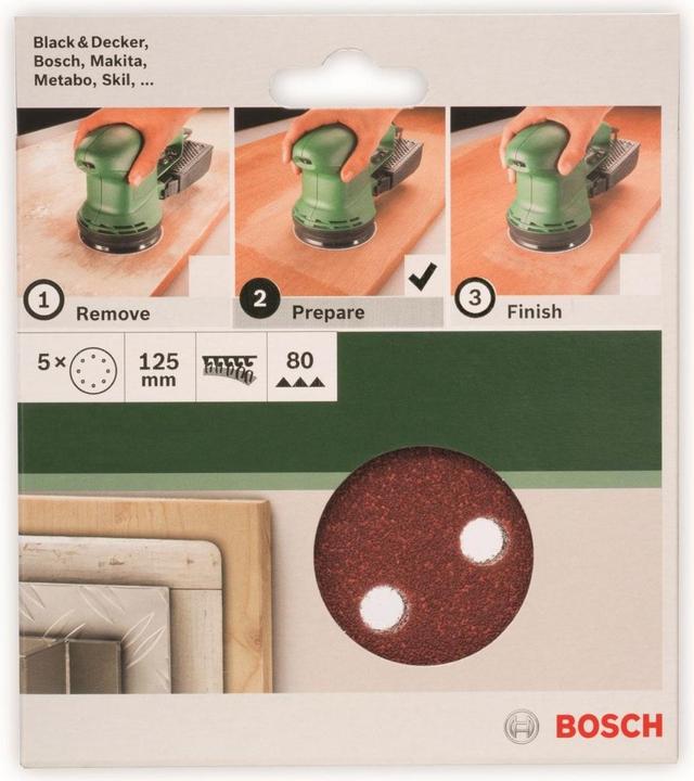 Image du produit Bosch Zubehör Papier abrasif excentrique avec velcro (80)
