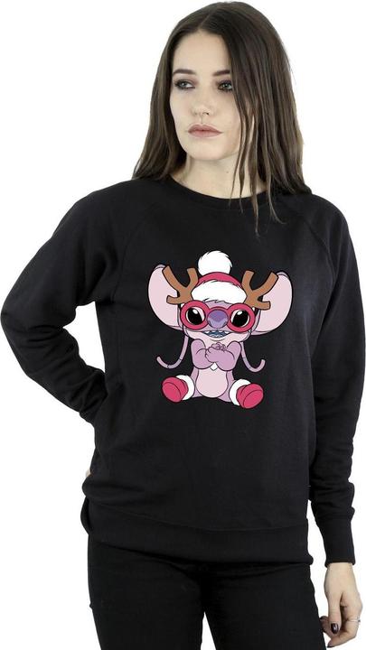 Actual product image Disney Womens/Ladies Lilo & Stitch Angel Reindeer Sweatshirt (S)