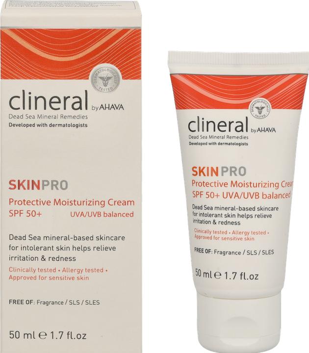 Productafbeelding Ahava CLINERAL Beschermende Vochtinbrengende Crème SPF50 (Zonnecrème gezicht, SPF 50, 50 ml)