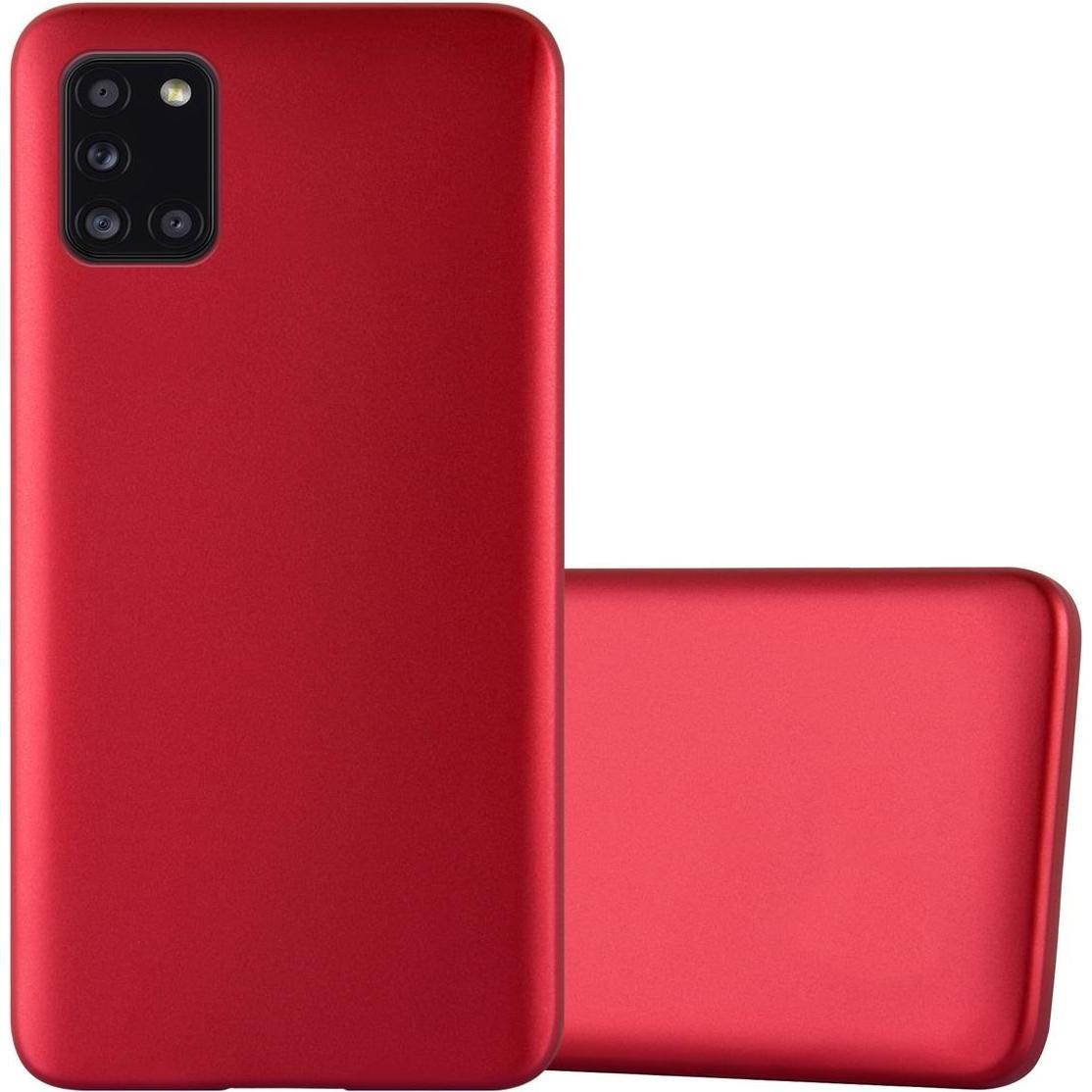Cadorabo TPU Matt Metallic Cover (Samsung Galaxy A31), Smartphone Hülle, Rot