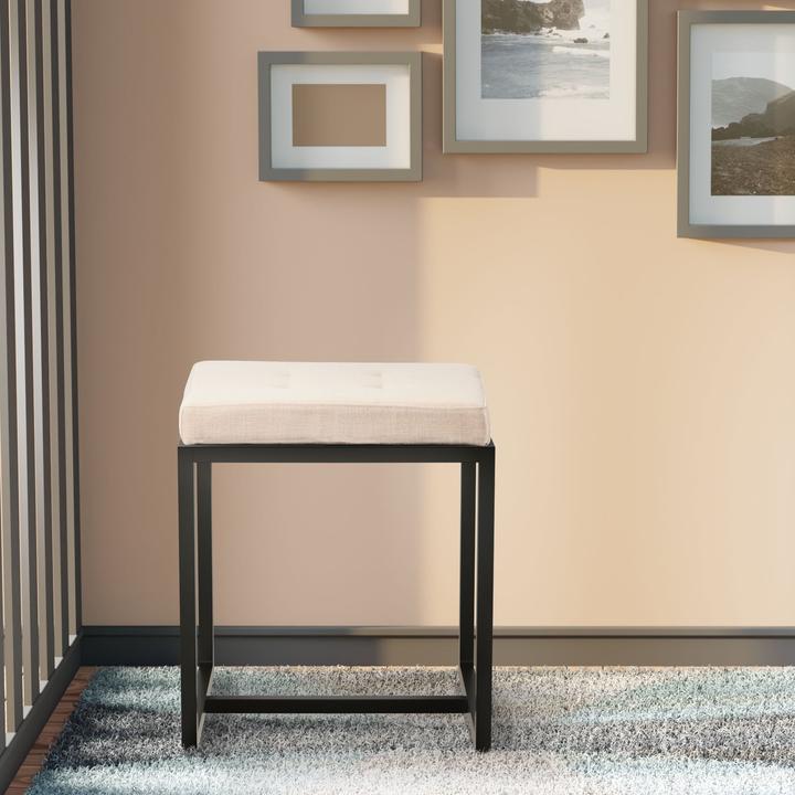 Actual product image CLP Barci stool with upholstery and black iron frame