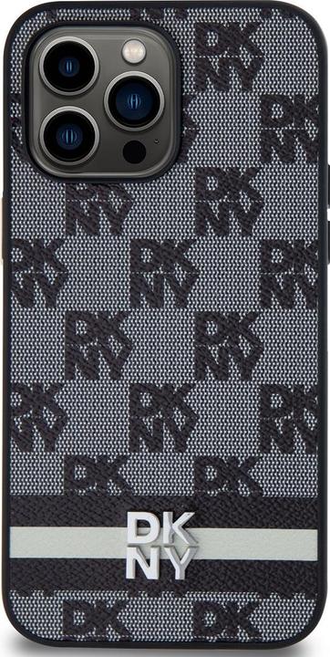 Actual product image DKNY DKHCP15XPCPTSSK iPhone 15 Pro Max 6.7" czarny/black hardcase Leather Checkered Mono Pattern & P (Apple iPhone 15 Pro Max)