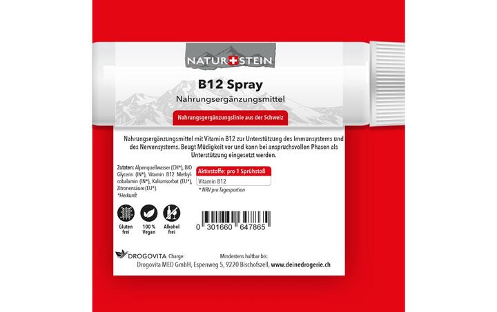 Nutritional values and ingredients Naturstein B12 (1 Piece, Spray, 40 g)