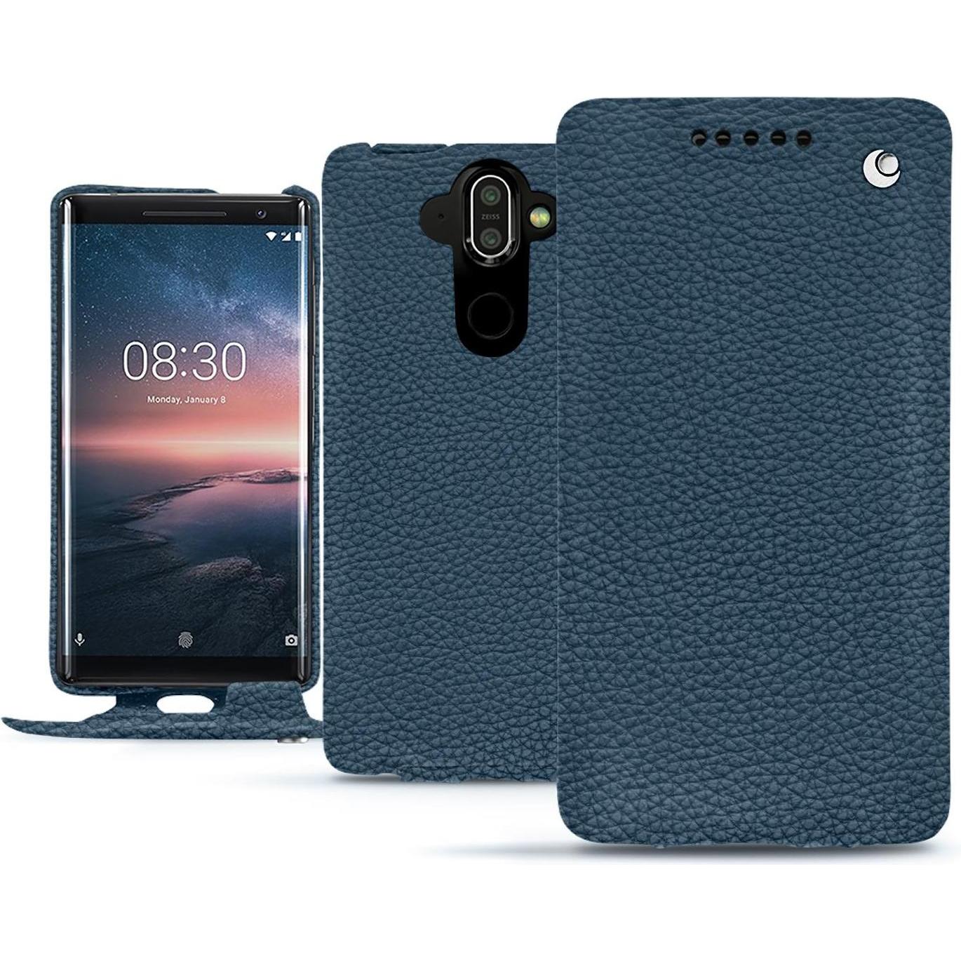 Noreve Lederschutzhülle vertikal (Nokia 8 Sirocco), Smartphone Hülle, Blau