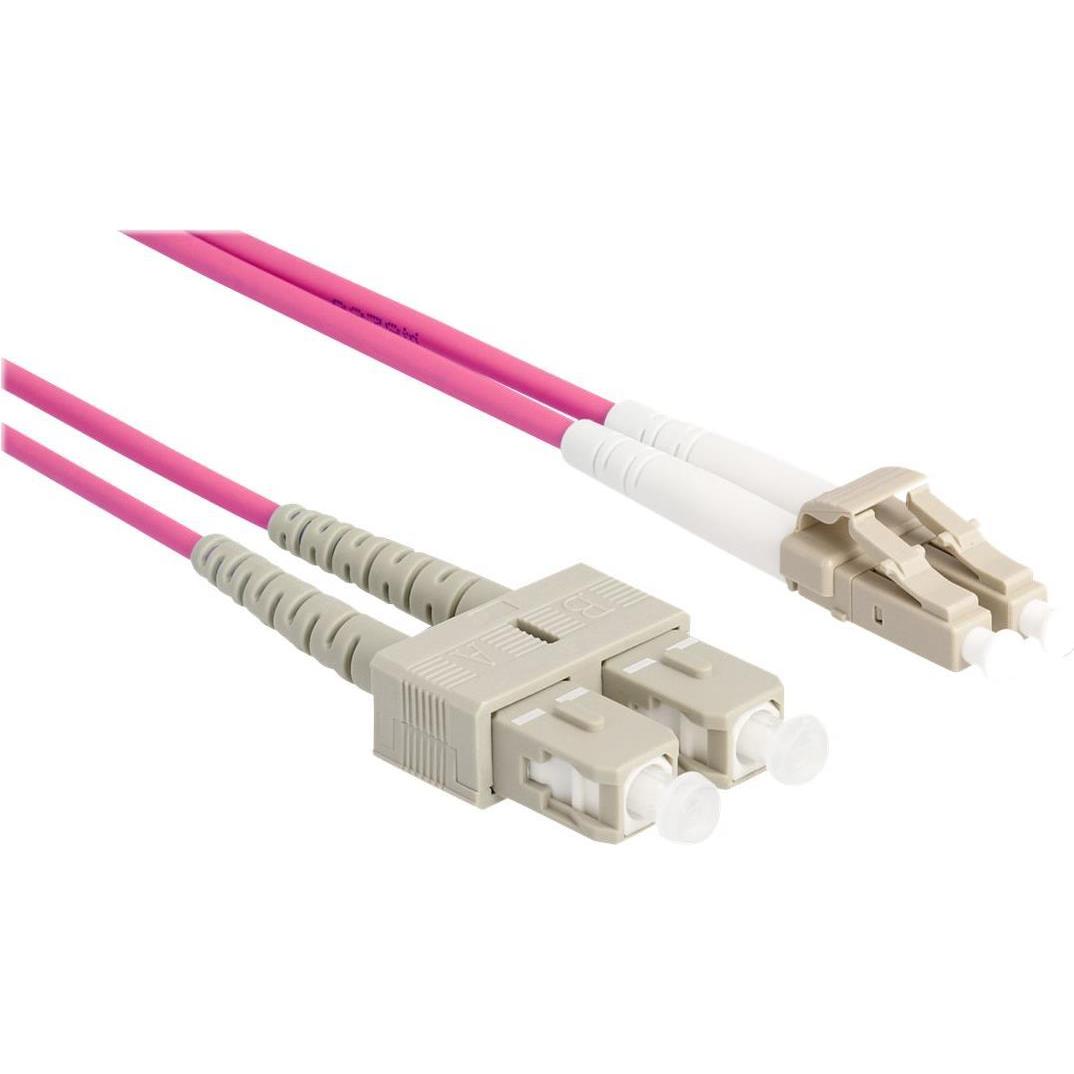 Delock LWL Kabel mit Metallarmierung LC Duplex zu SC Duplex Multimode OM4 2 m (CAT8.2, 2 m), Netzwerkkabel