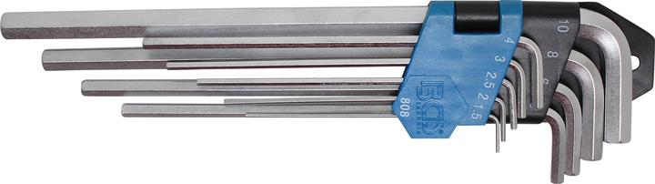 Image du produit BGS Jeu de clés allen extra longues six pans intérieurs 1,5 - 10 mm, 9 pièces (Clé Allen)