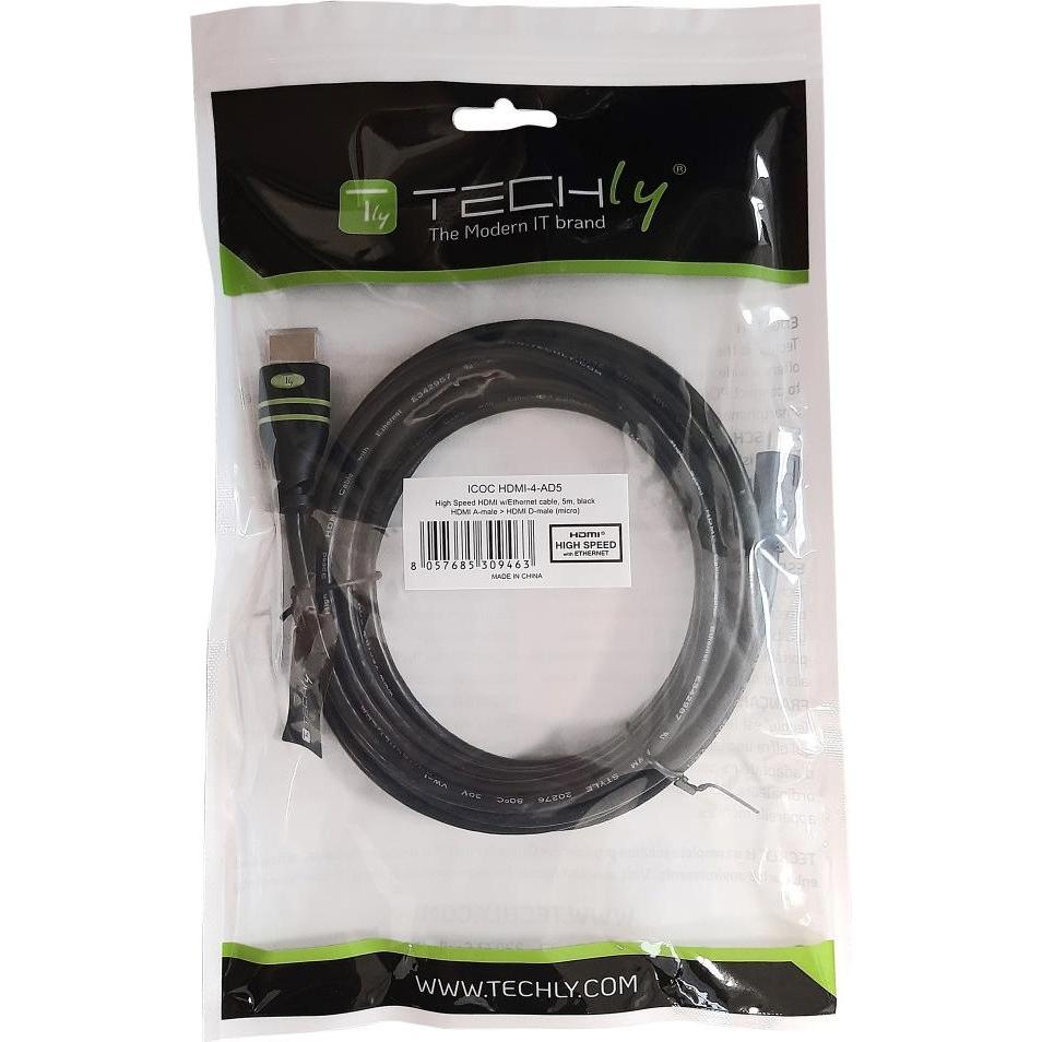Thumbnail - Techly HDMI (Typ A) — micro HDMI (Typ D) (3 m, HDMI), Video Kabel