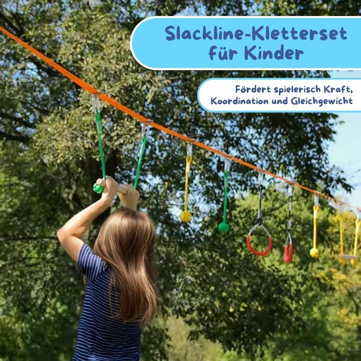 Produktbild Hermex Slackline-Set für Kinder Kletterseil-Set Hangel-Set Hindernisparcours (15 m)