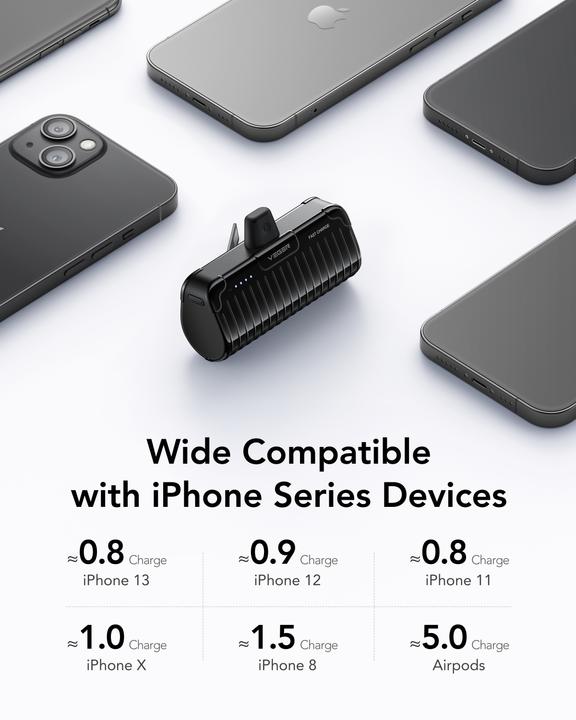 Actual product image Veger PLUGON-L PRO VG-W0558P 5000mAh Powerbank Lightning Bulit-in with KickStand (5000 mAh, 20 W, 18.50 Wh)