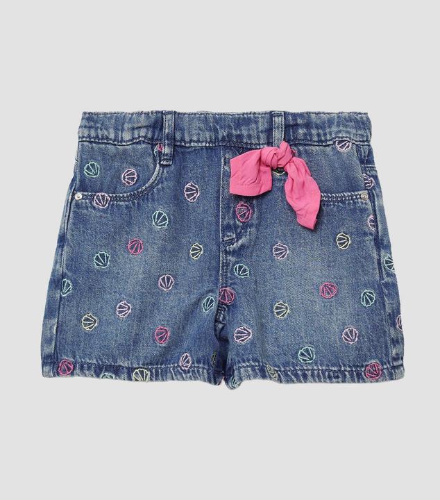 Produktbild S.Oliver Jeans-Hose Bestickte Jeans-Shorts im Loose Fit mit Schleifendetail (128)