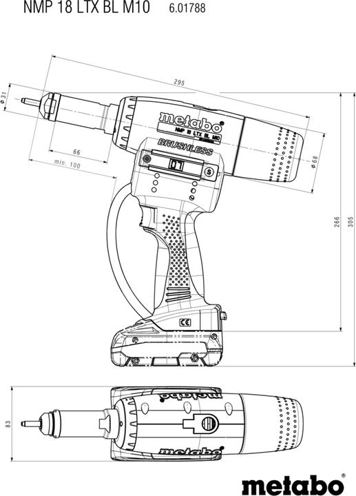 Productafbeelding Metabo Accu Klinknagelpistool NMP 18 LTX BL M10