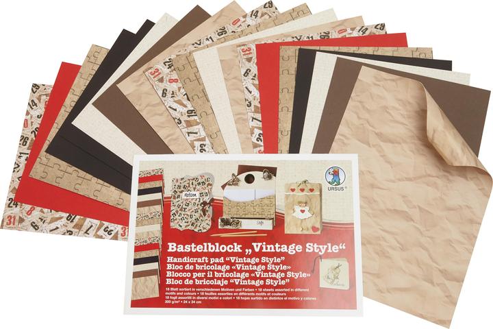 Image du produit Ursus Bloc de bricolage Vintage Style (300 g/m², 18x)