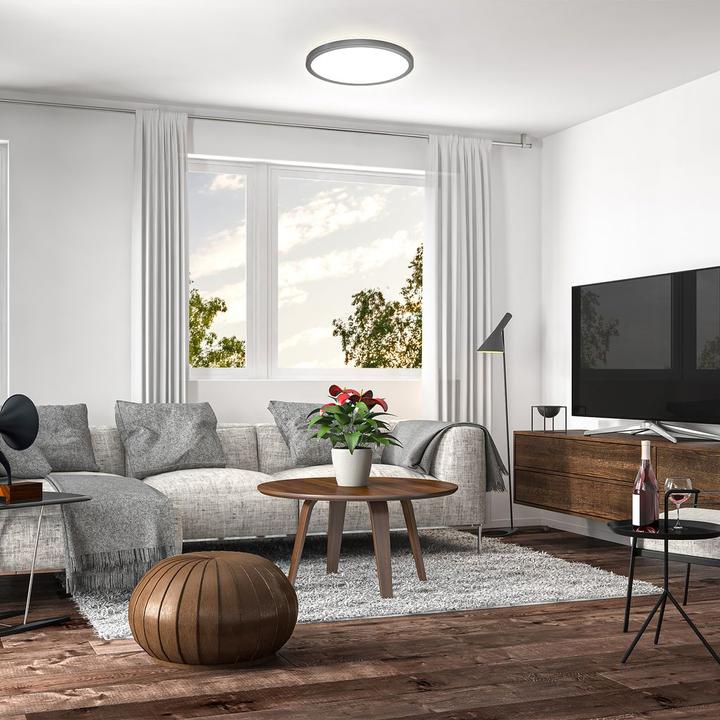 Actual product image B.K.Licht Ultra-flat RGB/W-LED panel with backlight, black, 1xLED/15W (1850 lm)