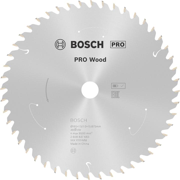 Productafbeelding Bosch Professional Zubehör Cirkelzaagblad Standaard voor hout, 165x1,5/1x15,875, 48 tanden