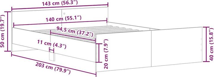 Produktbild vidaXL Bettgestell (200 x 200 cm)