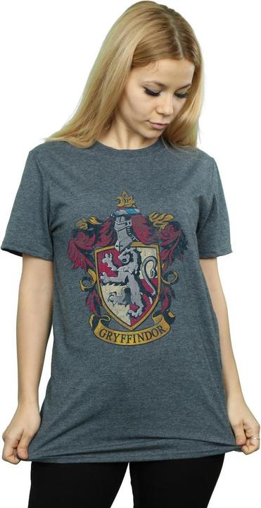 Actual product image Womens/Ladies Gryffindor Distressed Crest Cotton Boyfriend T-Shirt (M)