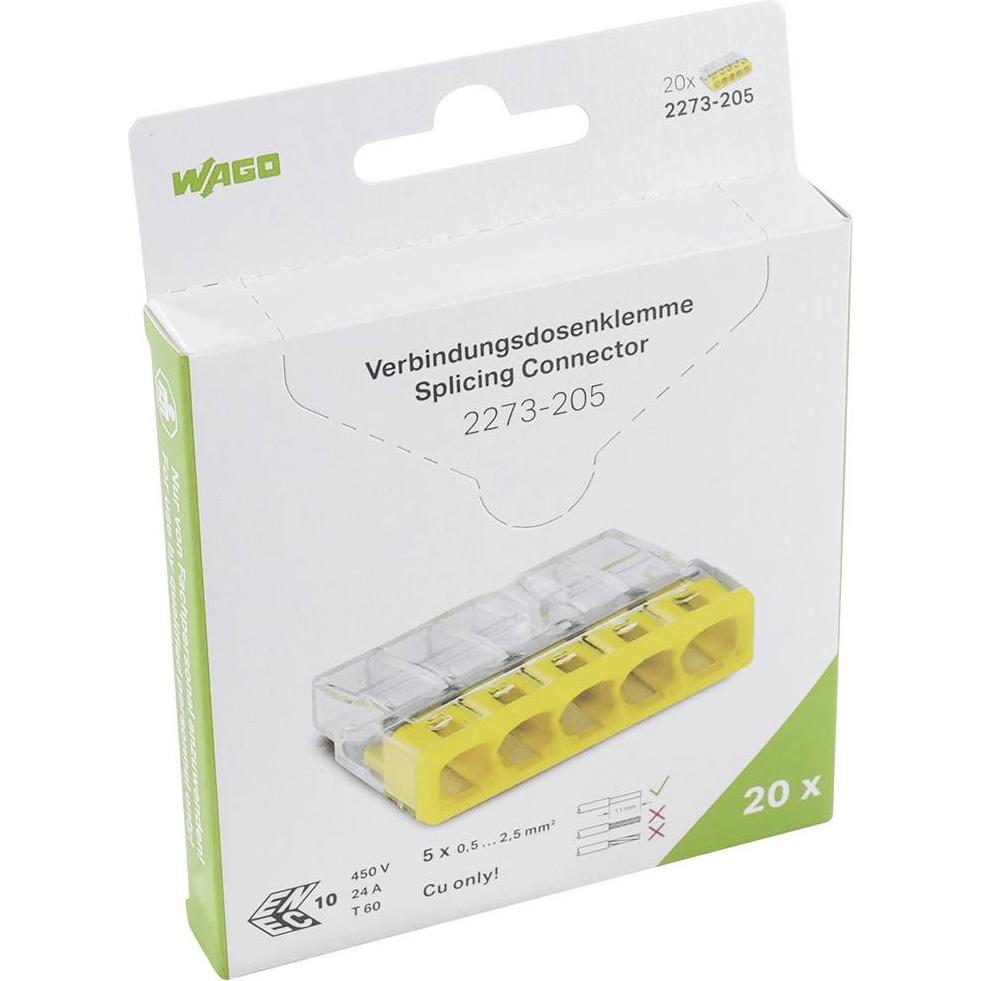 Wago, Kabelverbindung, 2273-205 2273 Dosenklemme flexibel: - starr: 0.5-2.5 mm² Polzahl: 5 20 St.