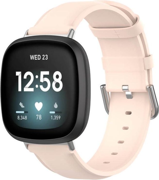 Cover-Discount Fitbit Versa / Sense - Lederarmband rosa (Kunstleder, Versa 3, Sense)