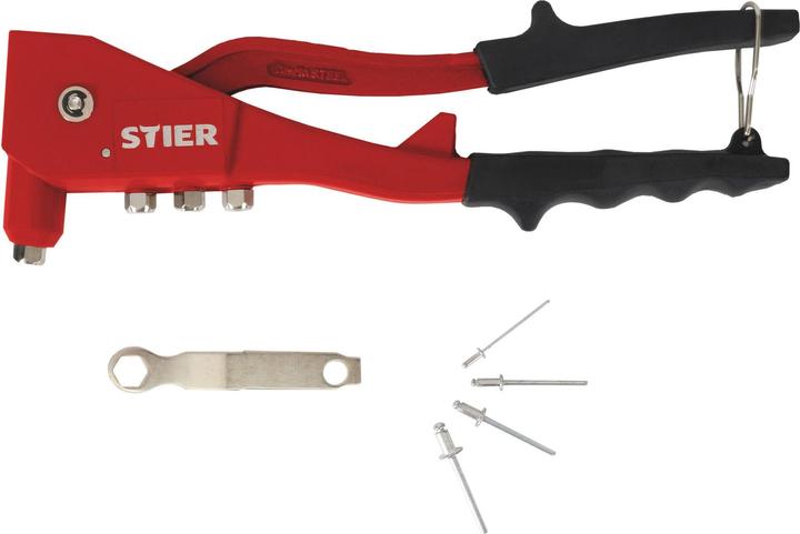 Immagine prodotto Stier Set di rivetti ciechi con rivettatrice manuale e rivetti ciechi 201 pezzi