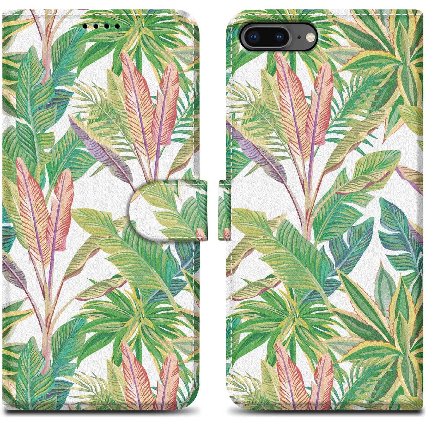 Cadorabo Book Hülle mit Print (Apple iPhone 7 Plus), Smartphone Hülle, Grün