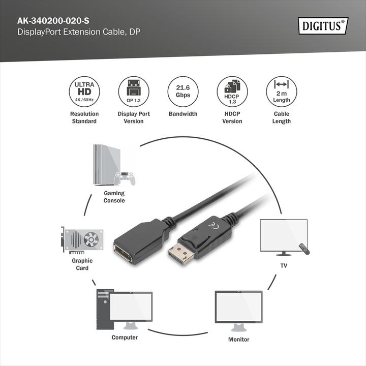 Actual product image Digitus DisplayPort — DisplayPort (2 m, DisplayPort, 1.2)