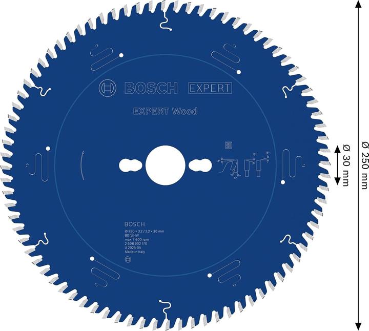 Immagine prodotto Bosch Professional EXPERT Wood Kreissägeblatt, 250x3,2x30 mm, T80