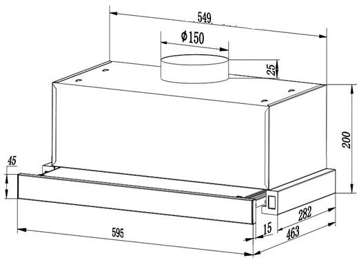 Produktbild PKM Flachschirm Dustabzugshaube - ausziehbar FS1-60BSPY (Flachschirmhaube)