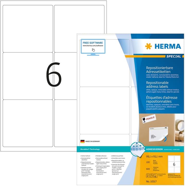 Productafbeelding HERMA A4 verwijderbare etiketten