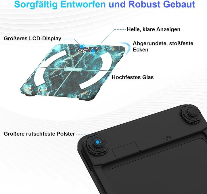 Produktbild Healthkeep Digitale Körperfettwaage mit App & Bluetooth-Funktion (180 kg)