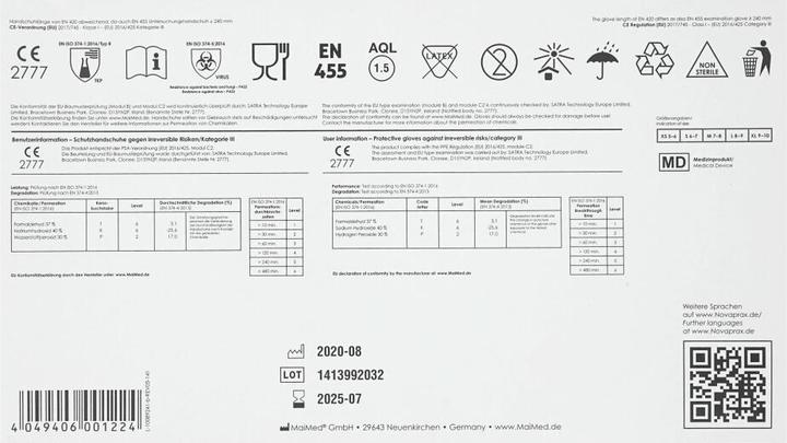 Produktbild 3A Novaprax Nitrilhandschuhe, puderfrei, 100 Stück, Grösse S, weiss (S)