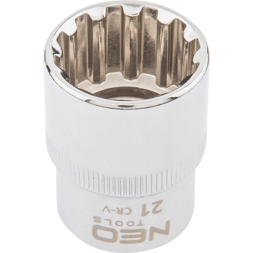 Neo, Chiave a bussola + esagonale, Spline socket 1/2", 21 mm
