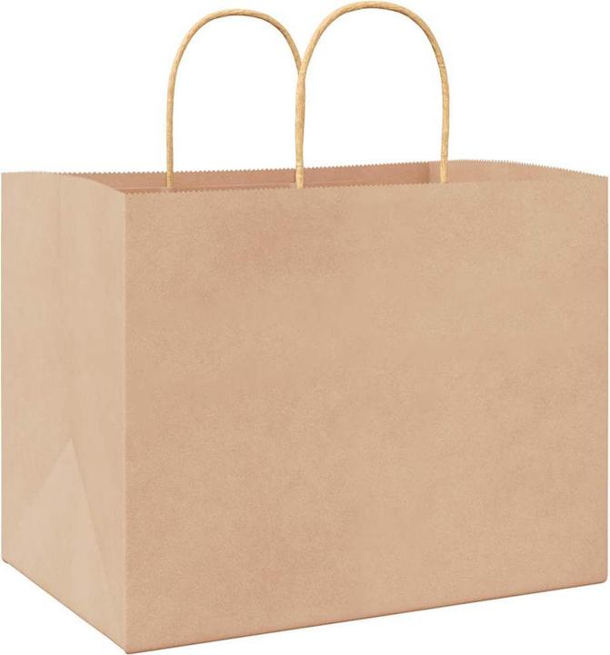 Produktbild vidaXL Kraftpapiertüten 250 Stk. mit Henkel Braun 32x22x24 cm Papiertüte (250x)