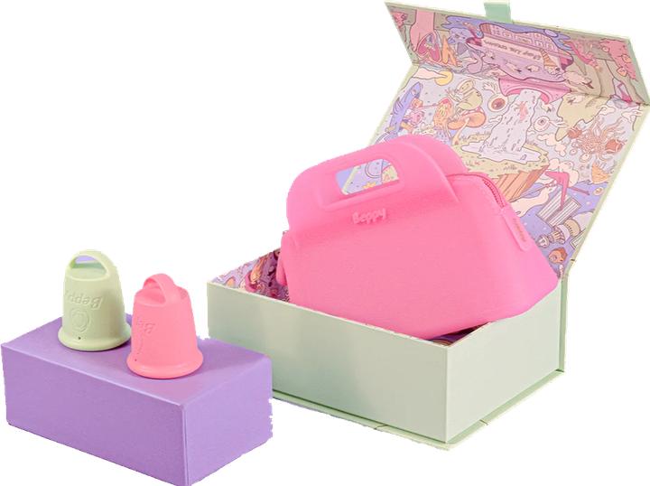 Beppy Cup COSMIC menstrual cups set of 2, light green/pink - comfortable, flexible and safe