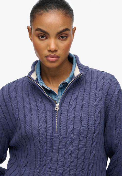 Produktbild Superdry Damen lässiger Strickpullover mit halbem Reissverschluss (L)