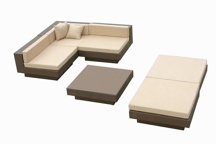 Produktbild PureHaven Rattangarnitur 300x300 cm elegant geformt strapazierfähig und extra stabil inkl. Sitz- und