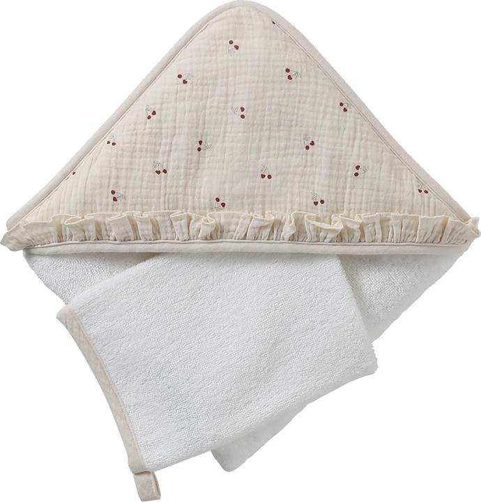 Vertbaudet Baby Geschenk-Set: Kapuzenbadetuch & Waschhandschuh CHERRY