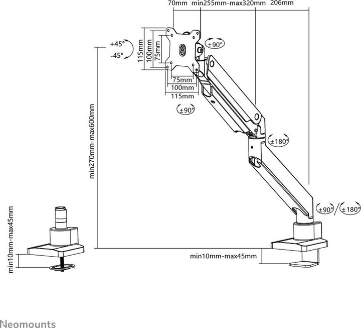 Produktbild Neomounts Select TIS 10"-49" 1TFT 1 Gelenk schwarz Max.16KG (Tisch, 32")