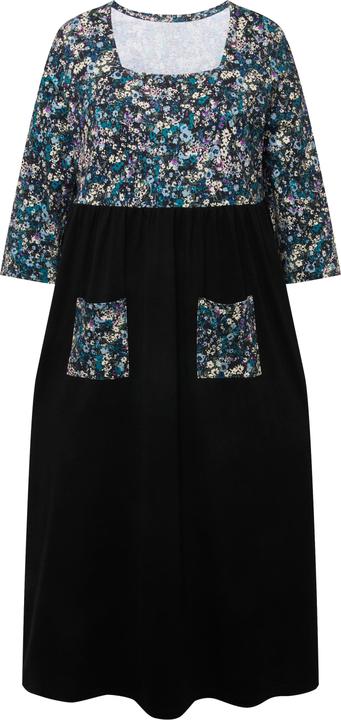 Actual product image Ulla Popken Floral Panel 3/4 Sleeve Square Neck Jersey Dress (42, 44)