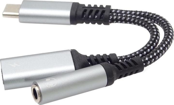 Actual product image PremiumCord Redukce USB-C /3, jack s DAC chipem + USB-C pro nabÃjenÃ (0.13 m)