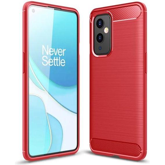 MU Style Carbon Fiber TPU Softcase Series (OnePlus 9), Smartphone Hülle, Rot