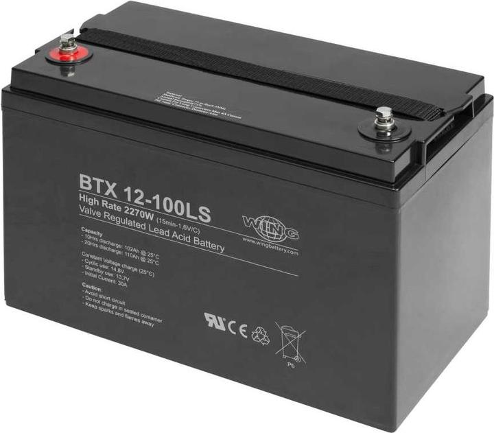 AccuCell Wing BTX12-100LS 12V 105Ah high rate hochstromfähig Bleiakku AGM Blei Gel Akku (12 V, 105 Ah)