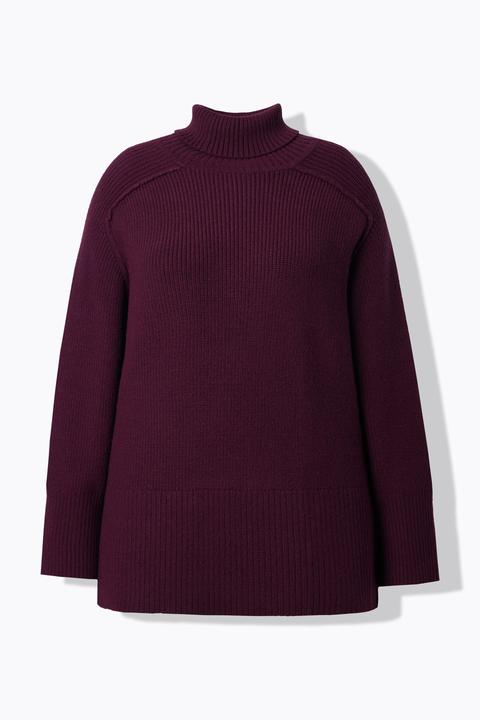 Produktbild Ulla Popken Pullover, Rippstrick, Rollkragen, Raglan-Langarm (60)