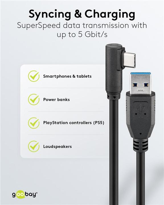 Produktbild Goobay USB C — USB A (0.50 m, USB 3.2, 15 W)